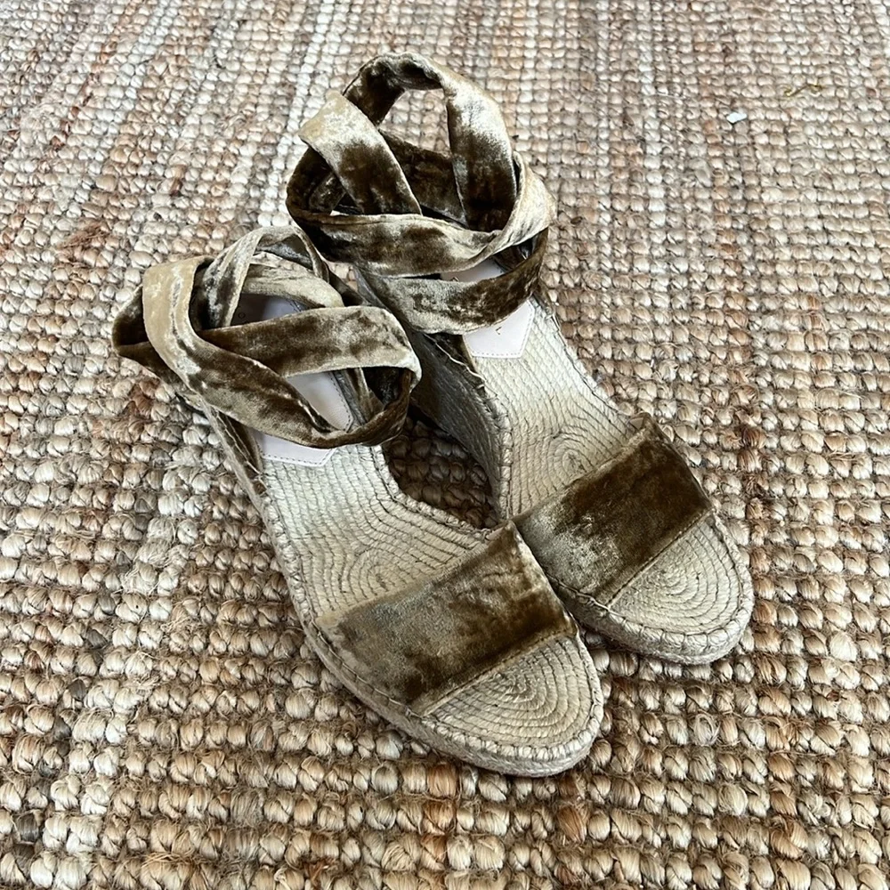 Loeffler Randall Harper velvet espadrille wedge.